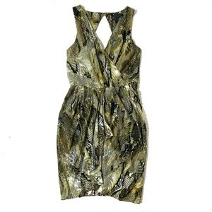 Greylin Snakeskin Silk Ruffle Dress